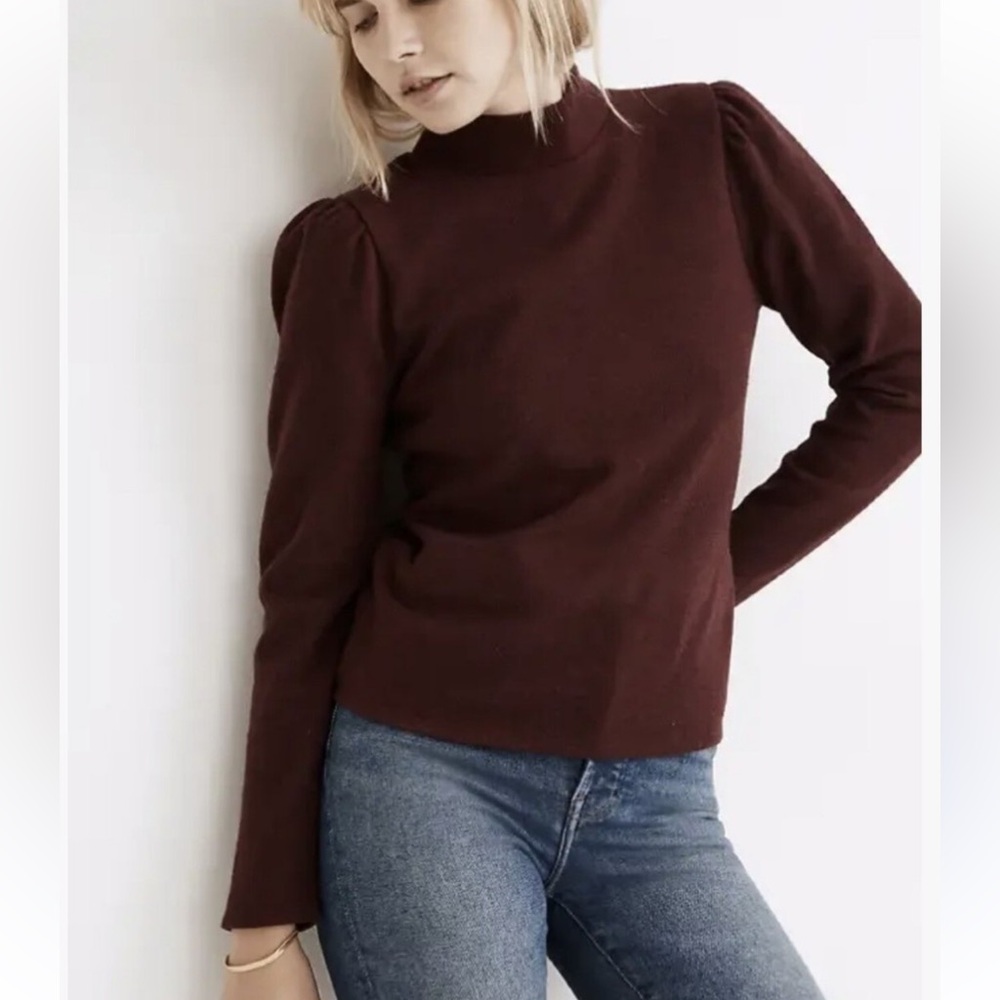 Madewell Resourced Plush Mockneck Puff Sleeve Size S